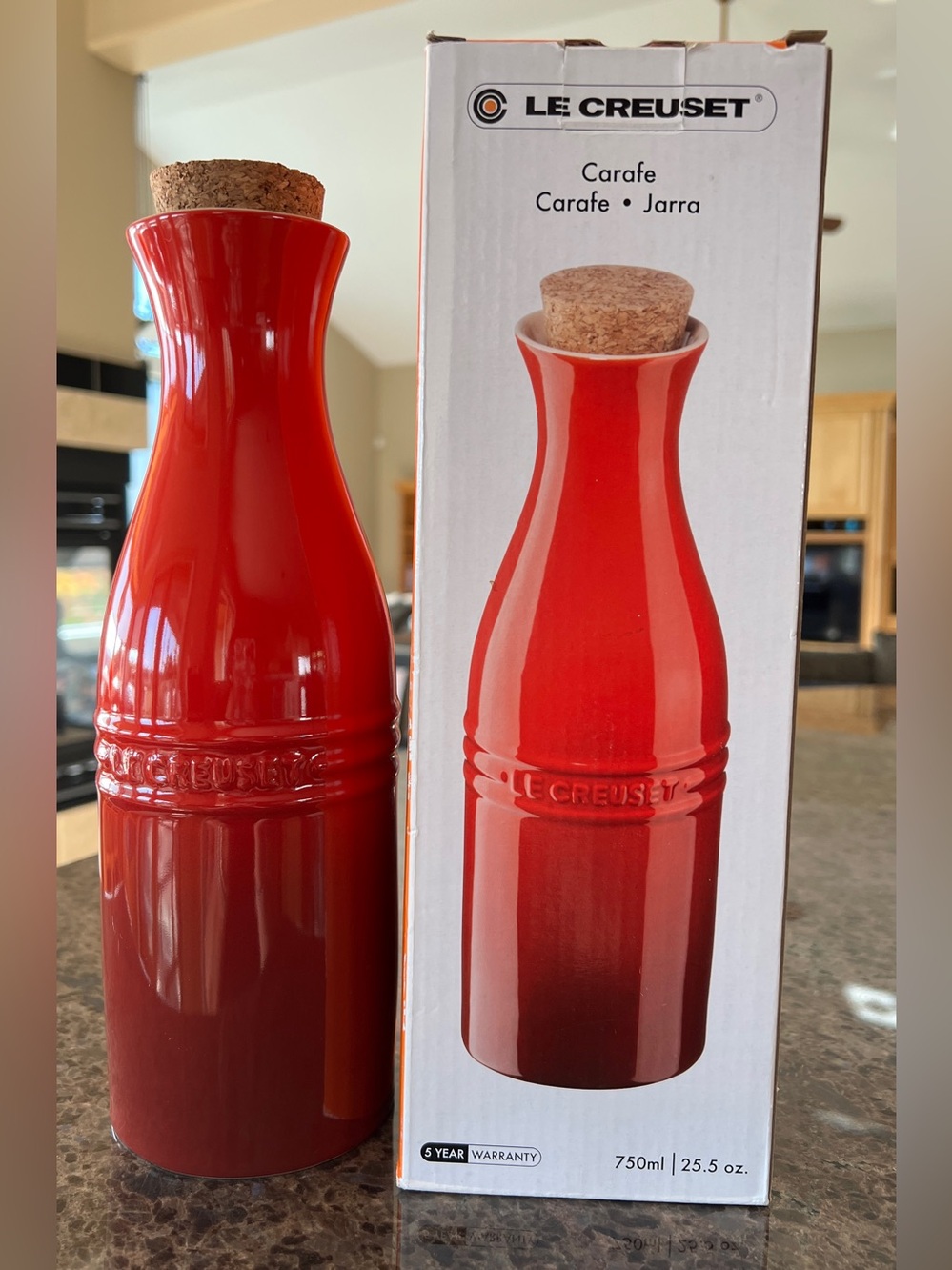 Le Creuset Water Carafe with Cork Top - Cerise